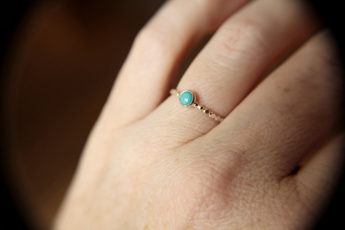 Turquoise Stacking Ring, Turquoise Ring, Beaded Turquoise Ring, Natural Gemstone Ring, Turquoise, Turquoise Jewelry, Gemstone Stacking Ring