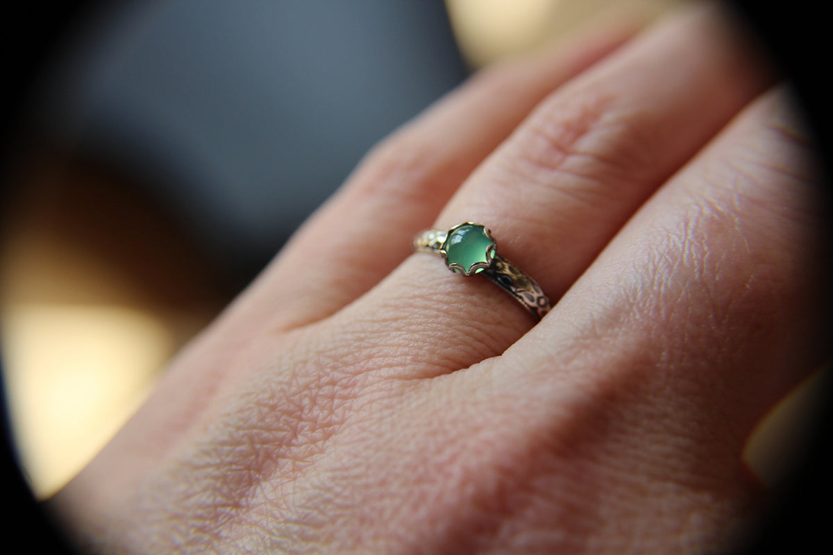 Chrysoprase Stacking Ring, Chrysoprase Ring, Chrysoprase Floral Ring, Birthstone, Chrysoprase, Stacking Ring, Green, Chrysoprase, Gift