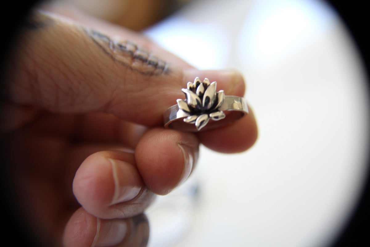 Lotus Ring Set, Lotus Flower Ring, Yoga Ring, Zen Ring Set, Yoga Jewelry,Rainbow Topaz Ring,Gift,Sterling Rings, Lotus Ring Stack,Topaz Ring