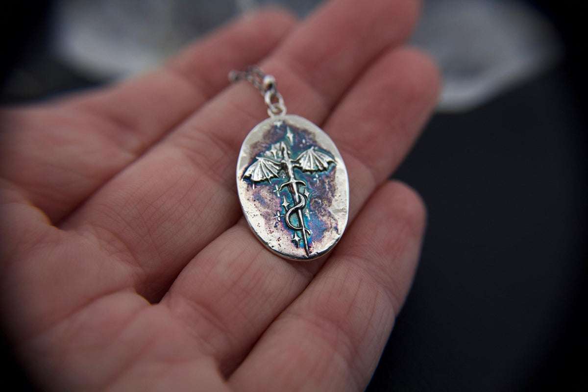 Dragon Necklace, Dragon Pendant Necklace, Mythology Necklace, Dragon Necklace, Mythology Creature, Sword and Dragon, Celestial Dragon, Gift