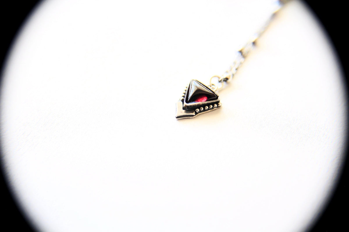Garnet Necklace, Tiny Garnet Necklace, Minimalist, Recycled Necklace, Triangle Garnet Jewelry, Trillion Garnet Necklace, Tiny Garnet Pendant