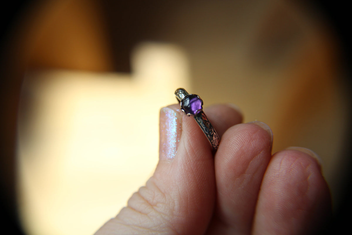 Amethyst Stacking Ring, Amethyst Ring, Amethyst Floral Ring, Birthstone, Amethyst, Stacking Ring, Purple, Amethyst Jewlery, Gift