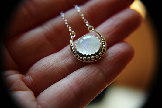 Crescent Moon Necklace, Moonstone Necklace, Silver Crescent Moon Necklace, Crescent Moon Jewelry, Moonstone Jewelry, Moon Child, Gift
