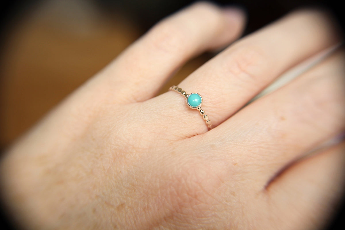 Turquoise Stacking Ring, Turquoise Ring, Beaded Turquoise Ring, Natural Gemstone Ring, Turquoise, Turquoise Jewelry, Gemstone Stacking Ring