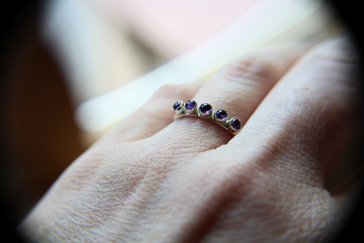 Multi Amethyst Stacking Ring, Amethyst Ring, Natural Gem Ring, February Birthstone, Amethyst, Gemstone Stacking Ring, Purple, Amethyst, Gift