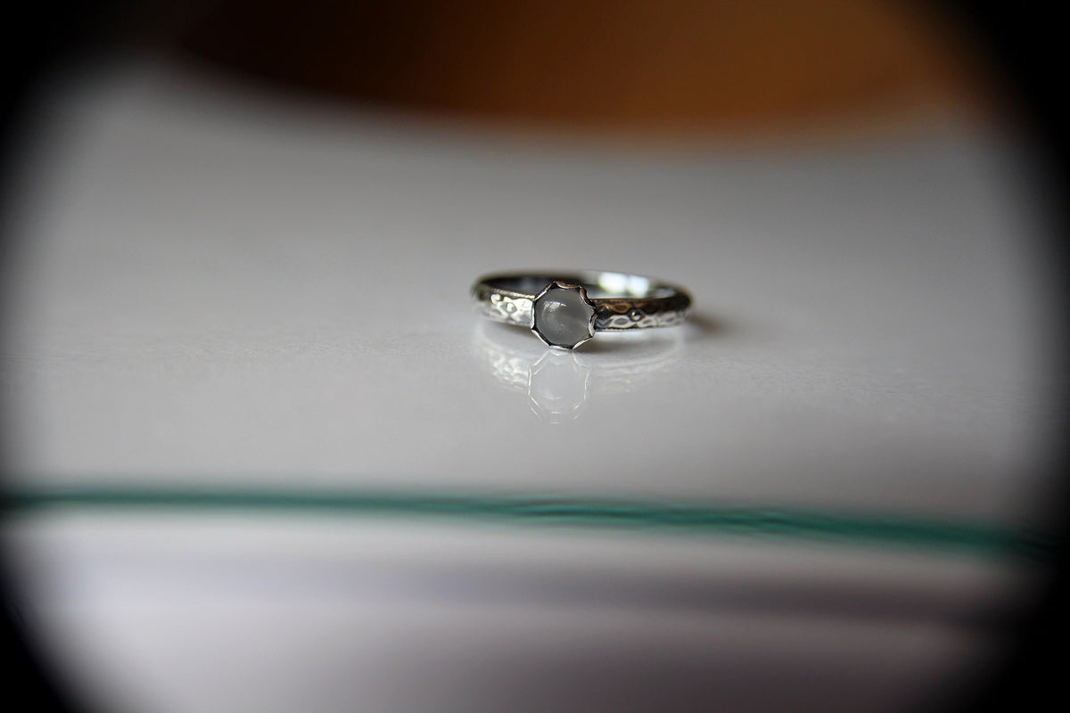 Gray Moonstone Stacking Ring, Gray Moonstone Ring, Gray Moonstone Floral Ring, Birthstone, Gray Moonstone, Stacking Ring, Gray, Gift