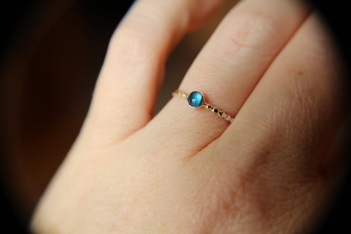 Beaded Abalone Shell Ring, Sterling Silver Abalone Shell Ring, Sterling Silver Ring, Textured Stacking Ring, Gemstone Ring, Boho Style Ring