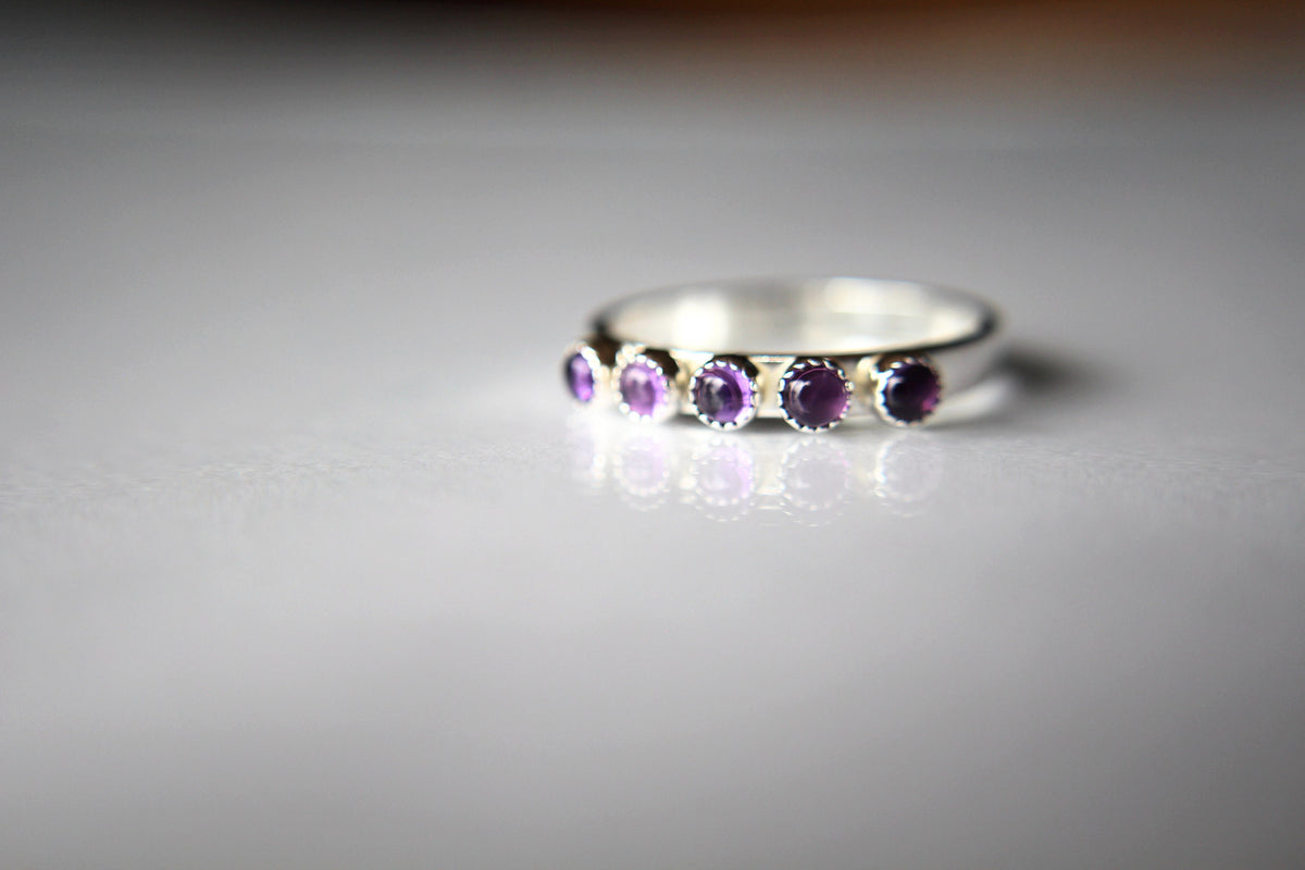 Multi Amethyst Stacking Ring, Amethyst Ring, Natural Gem Ring, February Birthstone, Amethyst, Gemstone Stacking Ring, Purple, Amethyst, Gift