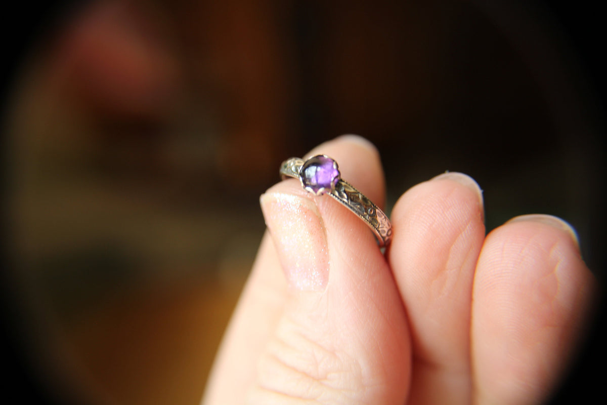 Amethyst Stacking Ring, Amethyst Ring, Amethyst Floral Ring, Birthstone, Amethyst, Stacking Ring, Purple, Amethyst Jewlery, Gift
