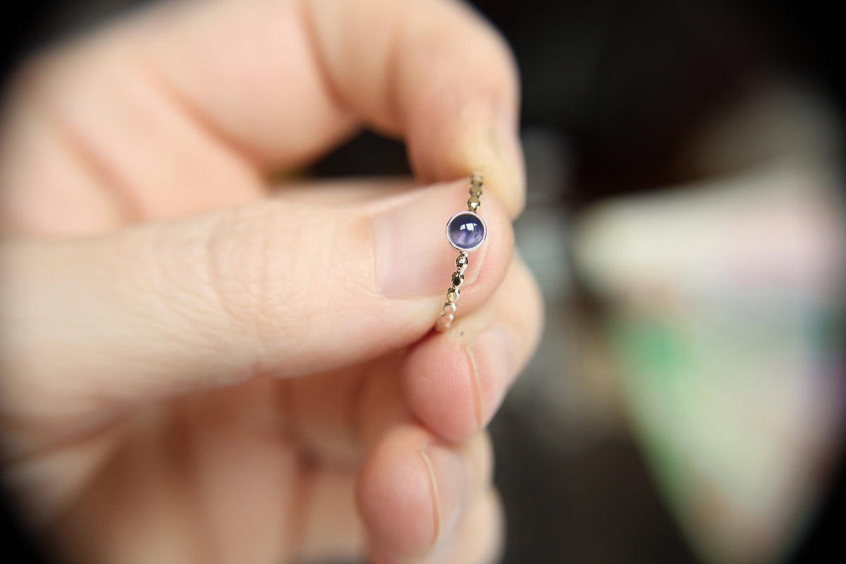 Beaded Iolite Stacking Ring, Iolite Ring, Natural Gemstone Ring, Violet, Iolite, Gemstone Stacking Ring, Genuine Gemstone, Iolite Stone,Gift