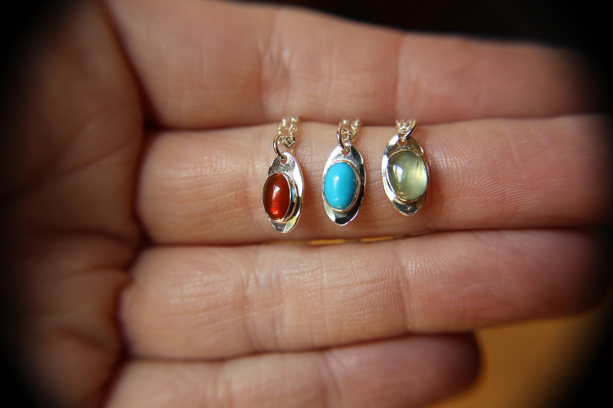 Oval Gemstone Necklace, Oval Carnelian Necklace, Oval Turquoise Necklace, Oval Prehnite Necklace, Oval Pennant Necklace, Oval Gemstone, Gift
