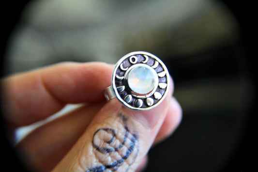 Thick Moon Phase Ring, Moonstone Moon Phase Jewelry, Moon Phase, Moon Ring, Sterling Silver Ring, Stacking Rings, Moonstone Ring, Gift