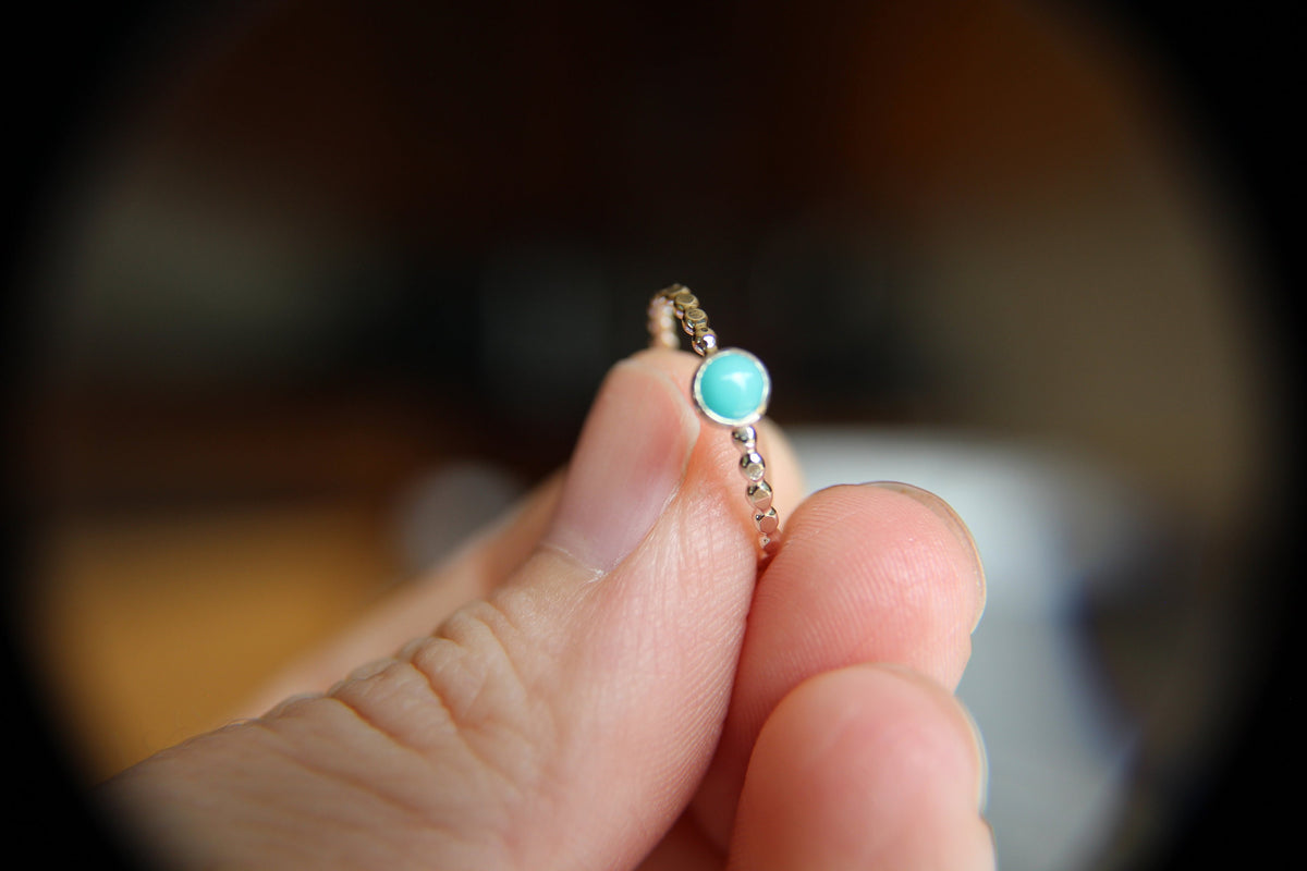 Turquoise Stacking Ring, Turquoise Ring, Beaded Turquoise Ring, Natural Gemstone Ring, Turquoise, Turquoise Jewelry, Gemstone Stacking Ring