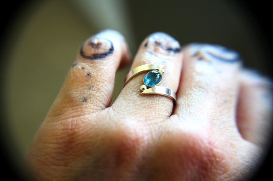 Sea Moss Aquamarine Ring, Bypass Ring, Statement Ring, Aquamarine Bypass Ring, Natural Aquamarine Ring, Aquamarine Jewelry, Aquamarine, Gift