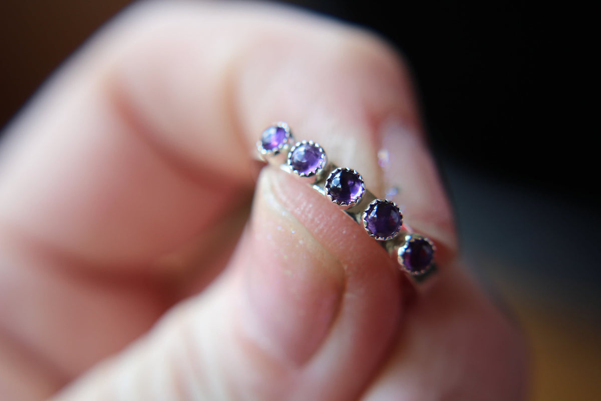 Multi Amethyst Stacking Ring, Amethyst Ring, Natural Gem Ring, February Birthstone, Amethyst, Gemstone Stacking Ring, Purple, Amethyst, Gift