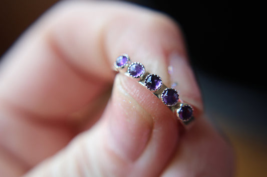 Multi Amethyst Stacking Ring, Amethyst Ring, Natural Gem Ring, February Birthstone, Amethyst, Gemstone Stacking Ring, Purple, Amethyst, Gift