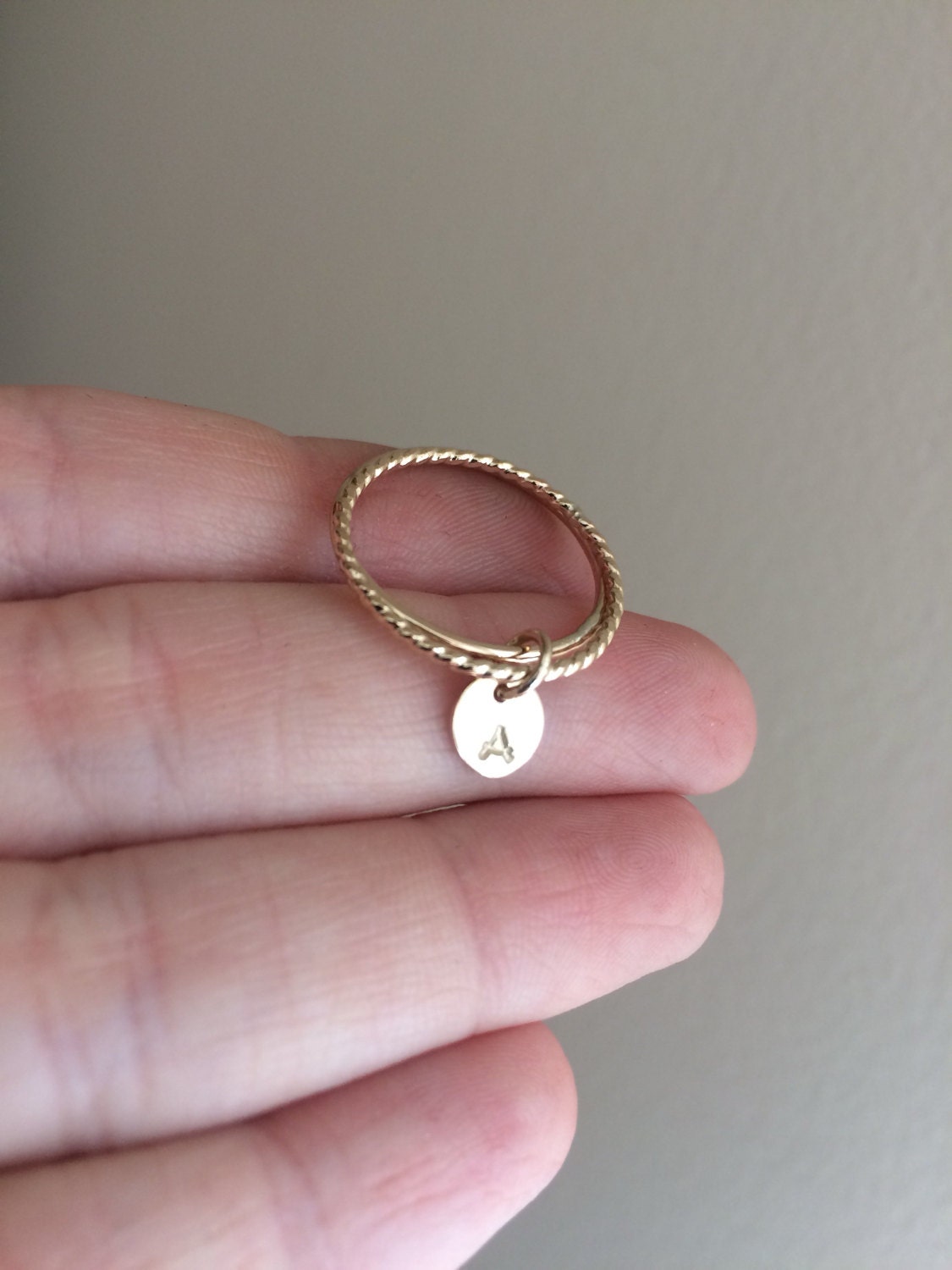 Modern Gold/Sterling Initial Set, Initial Rings, Stacking Ring, Personalized, Stacking Rings, Modern Rings, Disc Inital Rings, Charm Ring