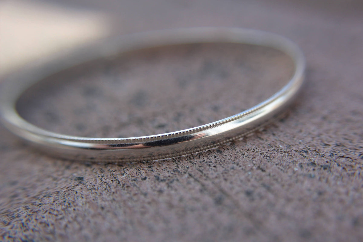 Silver Bangle Bracelet, Simple Bangle Bracelet, Bangle Bracelet, Millgrain Bangle, Textured Jewelry, Boho Jewelry, Modern Bracelet, Gift