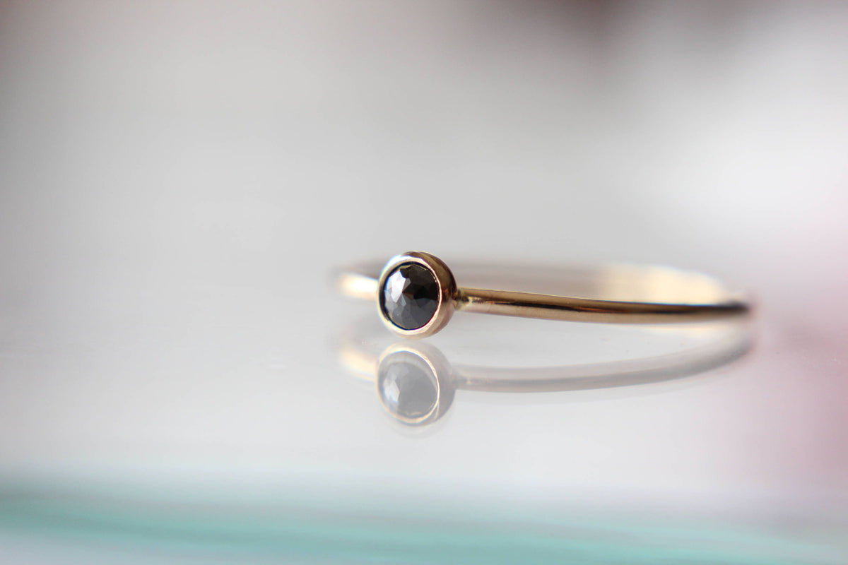 Black Diamond Ring, Genuine Diamond Ring, Black Diamond, Slim Ring, Minimalist Ring, Gift, Gemstone Ring, Tiny Diamond Ring, Diamond Ring