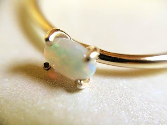 Opal Ring, Birthstone, October, Solid Gold Stacking Ring, Engagement Ring, Eco Friendly Recycled, Oval Opal Ring, Solid Gold Opal Ring
