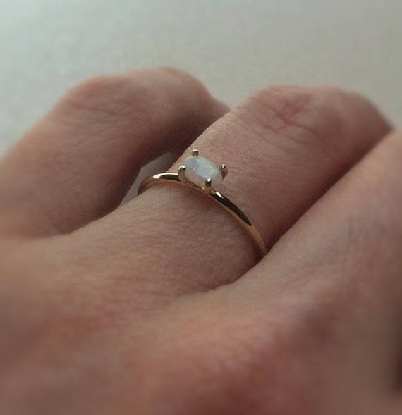 Opal Ring, Birthstone, October, Solid Gold Stacking Ring, Engagement Ring, Eco Friendly Recycled, Oval Opal Ring, Solid Gold Opal Ring