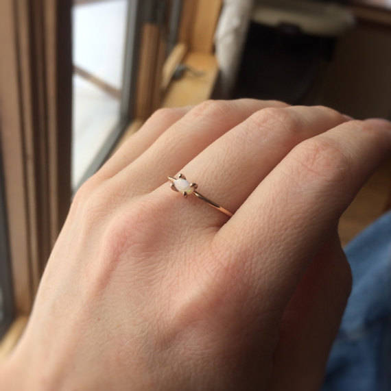 Opal Ring, Birthstone, October, Solid Gold Stacking Ring, Engagement Ring, Eco Friendly Recycled, Oval Opal Ring, Solid Gold Opal Ring