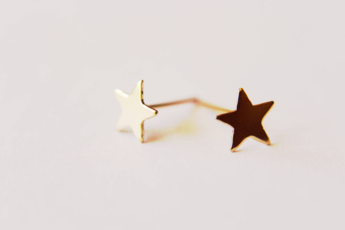 Gold Star Earrings, Gold Stud Earrings, Star Post Earring, Star Earrings, Yellow Gold Star Earring, Simple Gold Stud, Star Stud, Stars, Gift