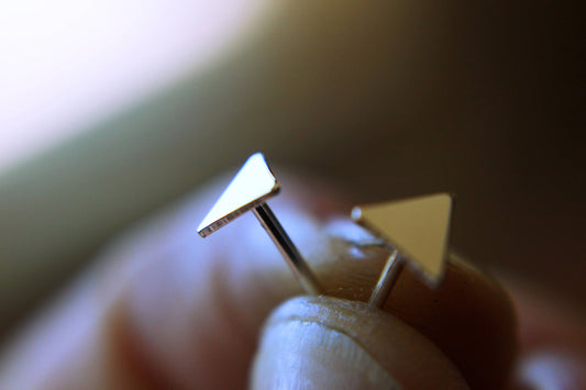 Triangle Studs, Simple Triangle Earrings, Small Studs, Silver Triangle Jewelry, Minimalist Earrings, Tiny Triangle Posts, Gift