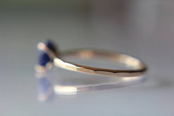 Lapis Ring, Solid Gold Ring, Gold Lapis Ring, Solid Gold Stacking Ring, Engagement Ring, Eco Friendly Recycled, Lapis Lazuli Ring, Genuine