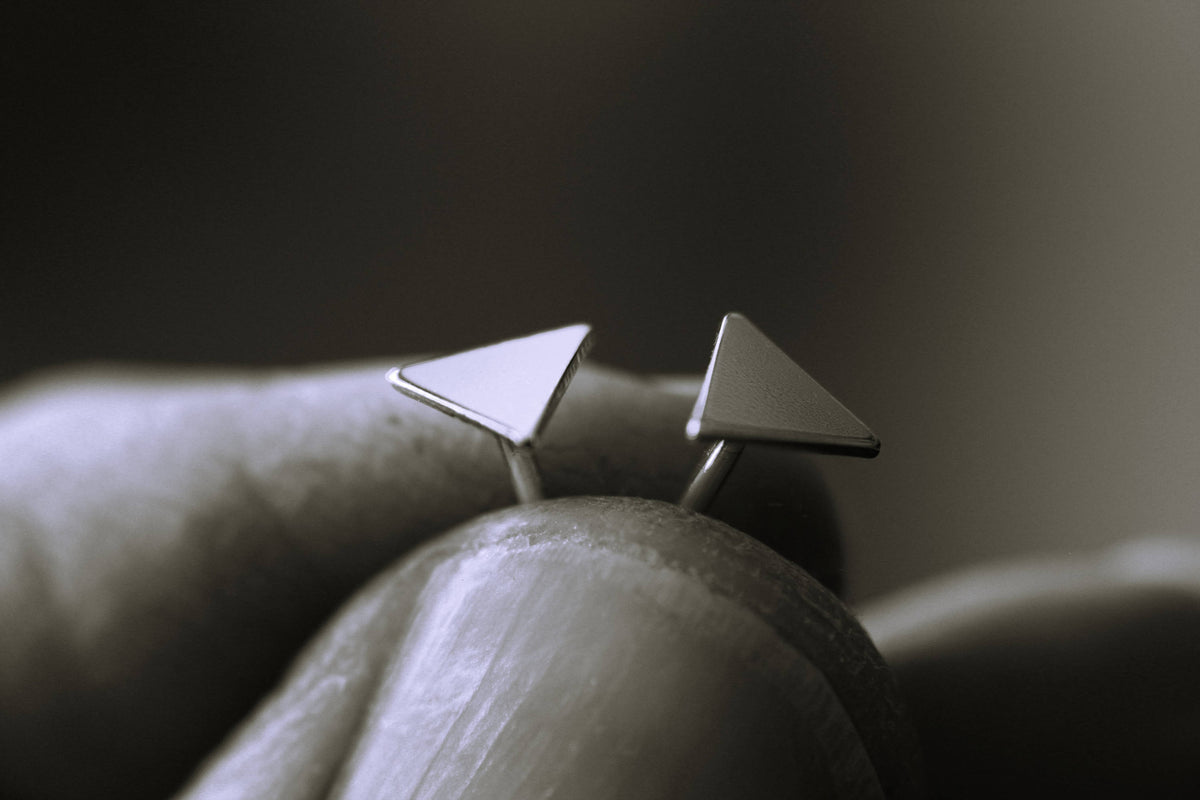 Triangle Studs, Simple Triangle Earrings, Small Studs, Silver Triangle Jewelry, Minimalist Earrings, Tiny Triangle Posts, Gift