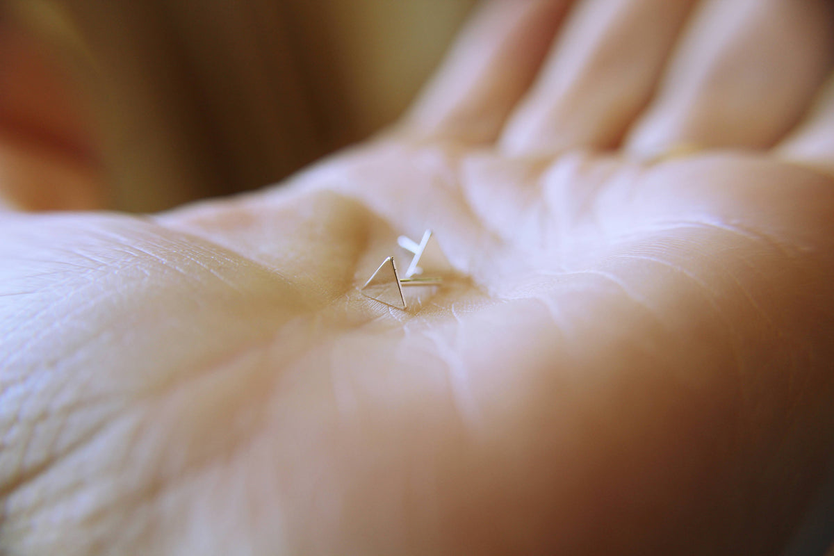 Triangle Studs, Simple Triangle Earrings, Small Studs, Silver Triangle Jewelry, Minimalist Earrings, Tiny Triangle Posts, Gift