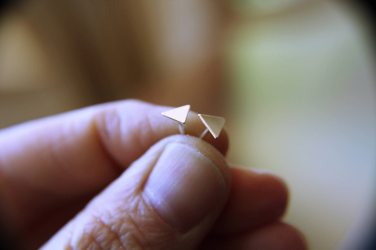 Triangle Studs, Simple Triangle Earrings, Small Studs, Silver Triangle Jewelry, Minimalist Earrings, Tiny Triangle Posts, Gift