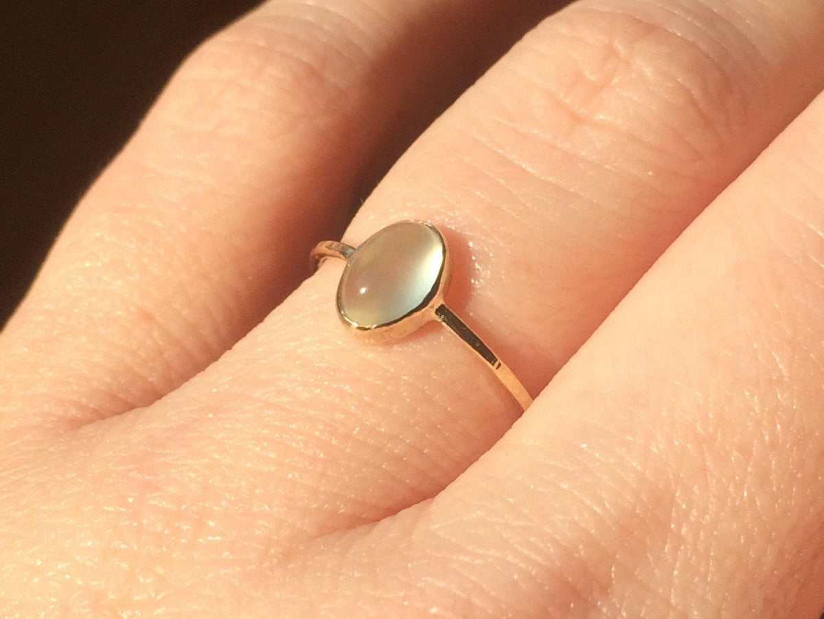 Prehnite Ring, Gold Prehnite Ring, Green Gemstone Ring, Simple Gold Ring, Delicate Prehnite Jewelry, Prehnite Stone, Green Stone Gold Ring
