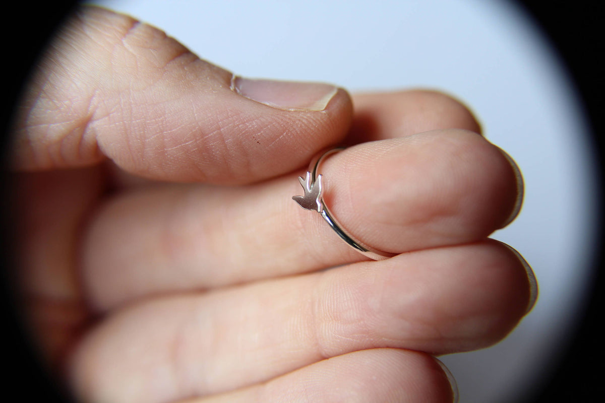 Sterling Silver Bird Ring, Stacking Bird Ring, Stackable, Stacking Ring, Silver Bird Band, Flying Bird Ring, Tiny Bird Ring, Silver Bird