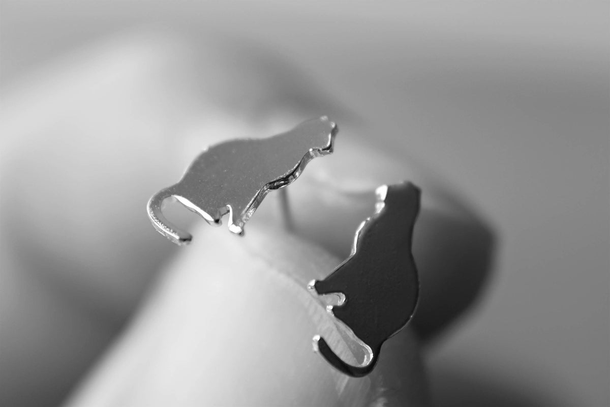 Cat Earrings, Sterling Silver Cat Earrings, Cat Lady, Cat Jewelry, Unique Cat Earrings, Modern Cat Earrings, Minimalist Cat Jewelry, Cats