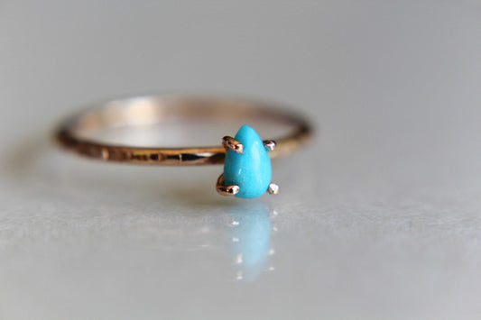 Turquoise Stacking Ring, Turquoise  Ring, Natural Gemstone Ring, Turquoise, Turquoise Jewelry, Gemstone Stacking Ring, Pear, Teardrop, Gift