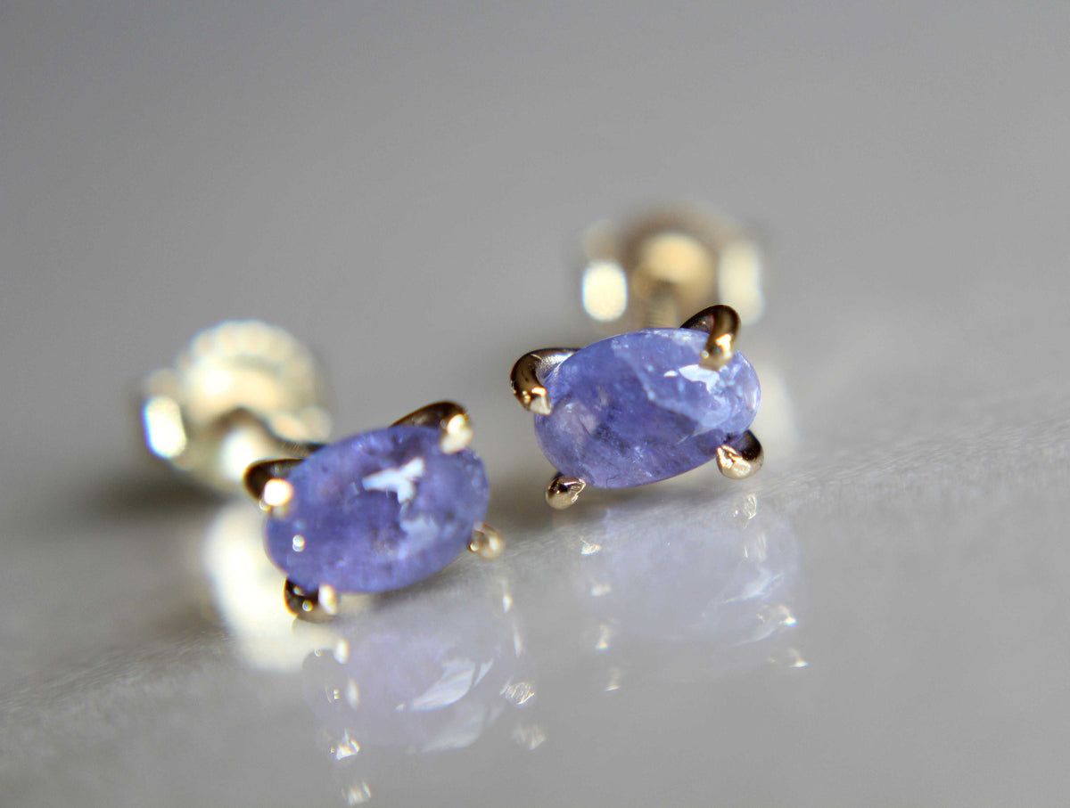 Tanzanite Earrings, Gemstone Earrings, Gold Earrings, Post Earrings, Tanzanite Post Earrings, Small Earrings, Minimalist Earrings, Lux, Gift