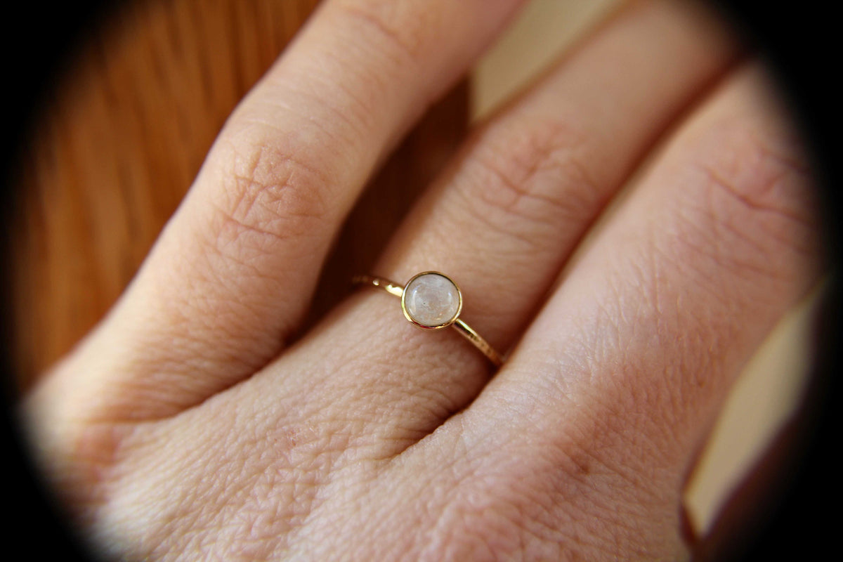 Moonstone Stacking Ring, Moonstone Ring, Engagement Ring, June Birthstone, Rainbow Moonstone, Gemstone Stacking Ring, Gold, Moonstone, Gift