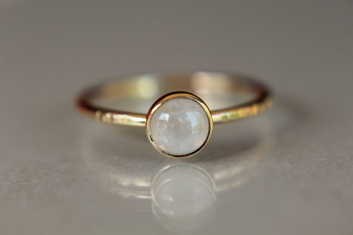 Moonstone Stacking Ring, Moonstone Ring, Engagement Ring, June Birthstone, Rainbow Moonstone, Gemstone Stacking Ring, Gold, Moonstone, Gift