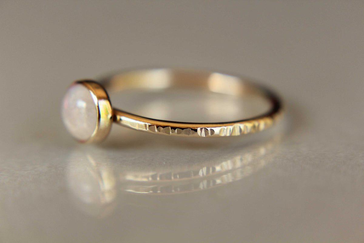 Moonstone Stacking Ring, Moonstone Ring, Engagement Ring, June Birthstone, Rainbow Moonstone, Gemstone Stacking Ring, Gold, Moonstone, Gift