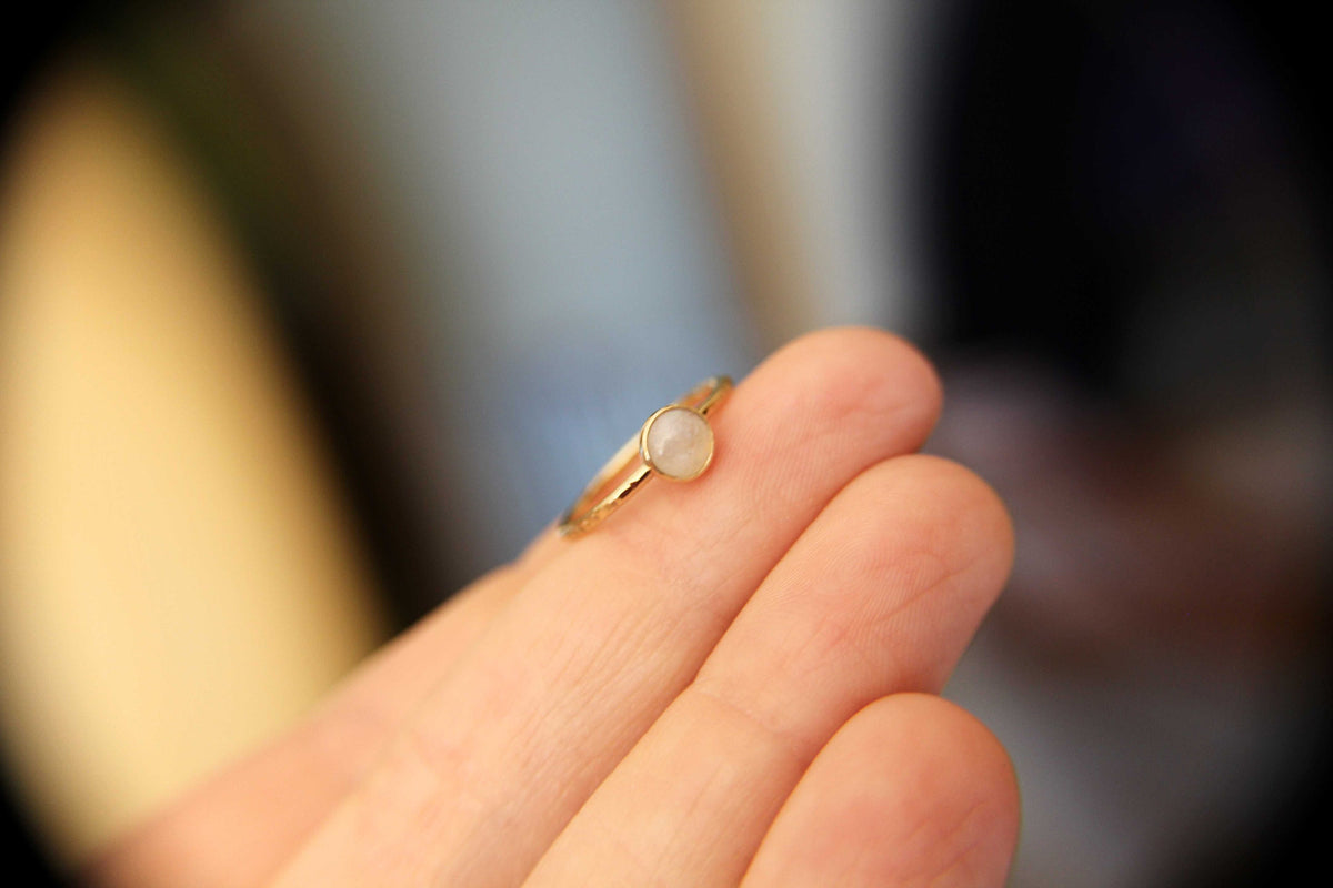Moonstone Stacking Ring, Moonstone Ring, Engagement Ring, June Birthstone, Rainbow Moonstone, Gemstone Stacking Ring, Gold, Moonstone, Gift