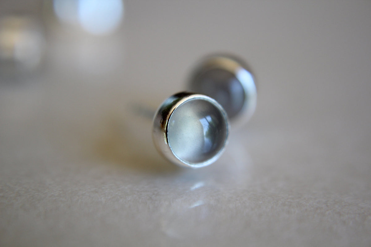 Moonstone Earrings, Stud Earrings, Silver Earrings, Gray Moonstone Earrings, Gemstone Earrings, 5mm Moonstone Earrings, Natural, Gift