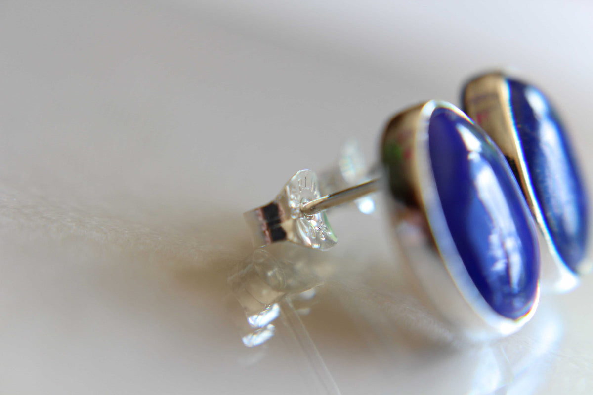 Lapis Lazuli Earrings, Lapis Lazuli Post Earrings, Boho Chic Earrings, Bold Earring, Boho Minimalist Post Earring, Everday Gemstone Earrings