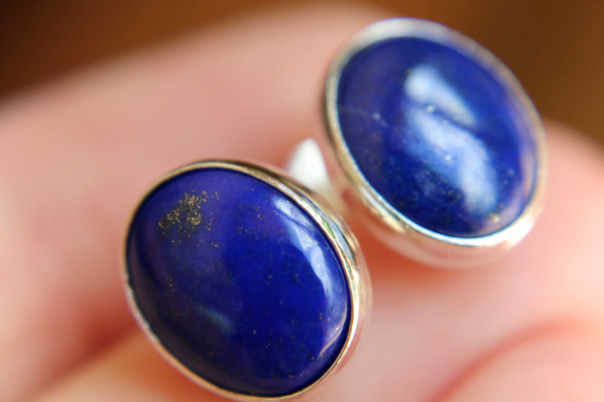 Lapis Lazuli Earrings, Lapis Lazuli Post Earrings, Boho Chic Earrings, Bold Earring, Boho Minimalist Post Earring, Everday Gemstone Earrings