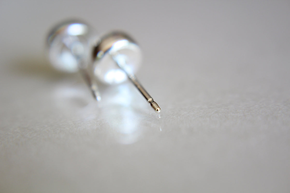 Moonstone Earrings, Stud Earrings, Silver Earrings, Simple White Moonstone Earrings, Gemstone Earrings, 5mm Moonstone Earrings, White, Gift