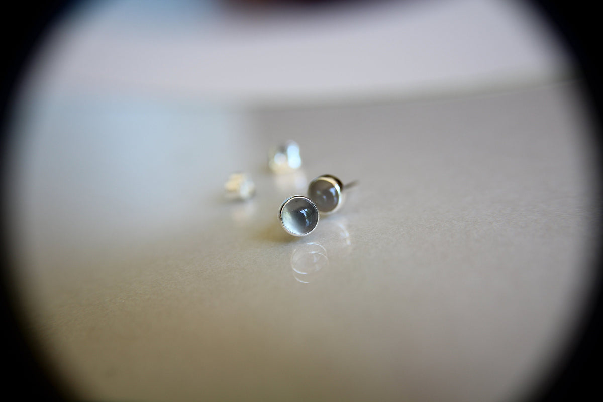 Moonstone Earrings, Stud Earrings, Silver Earrings, Gray Moonstone Earrings, Gemstone Earrings, 5mm Moonstone Earrings, Natural, Gift