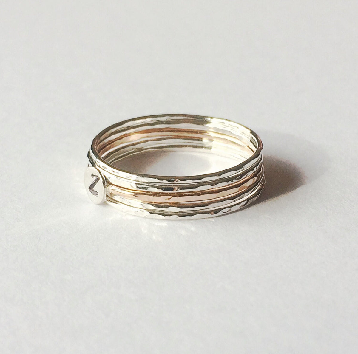 Skinny Initial Stacking Ring Set, Initial Rings, Stacking Rings, Initial Rings, Initial Stacking Rings, Mother's Day, Textured Rings, Gift