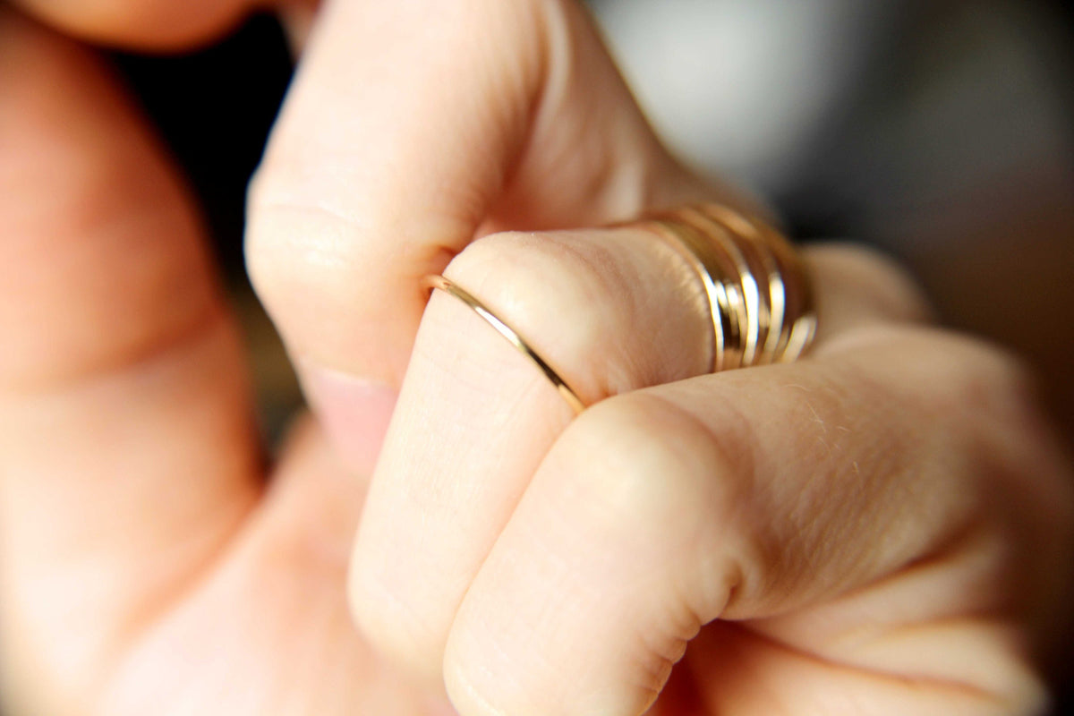 Thin Round Gold Stackable Ring, 14k Gold Filled, Stacking Rings, Dainty Gold Ring, Tiny Ring, Skinny Ring, Gold Filled Ring, Thin Gold Ring
