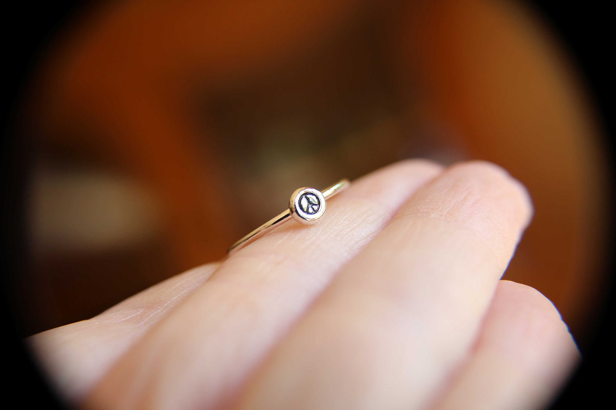 Peace Sign Ring, Peace, Peace Jewelry, Metalwork, Minimalist, Boho Hippie Fashion, Friendship, Gift, Small Peace Sign Ring