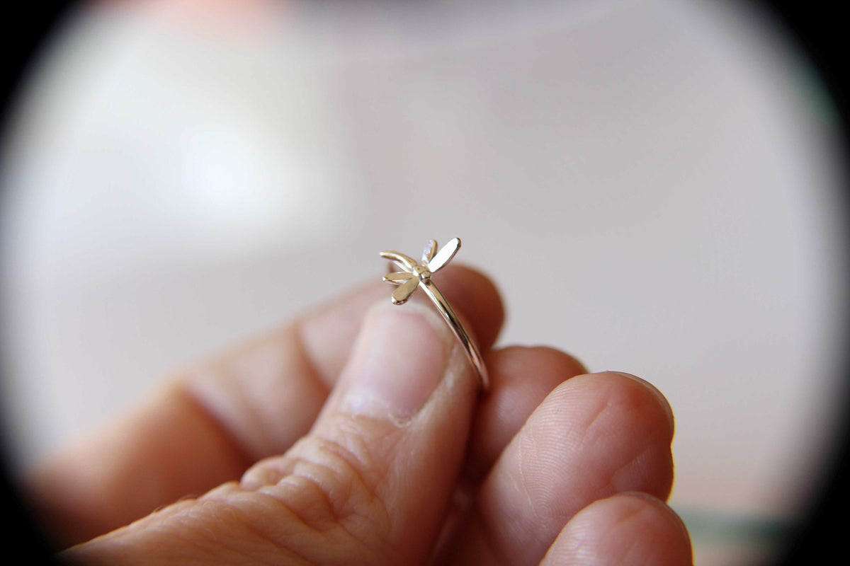 Dragonfly Ring, Sterling Silver Dragonfly Ring, Dragonfly Stacking Ring, Dragonfly Jewelry, Minimalist Insect Ring, Insect Jewelry, Gift